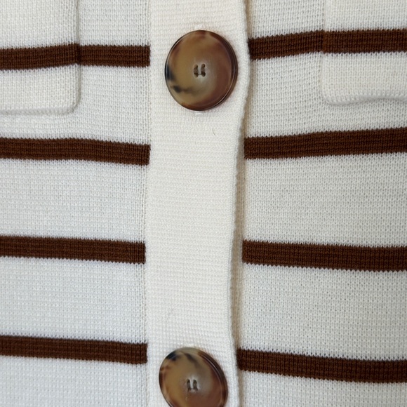 Sezane White and Brown Striped Cardigan Sweater - Picture 5 of 6